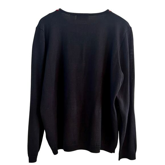 Alfred Dunner Cardigan Womens 1X Plus Black Wool Blend Cardinal Embroidered - Picture 2 of 8
